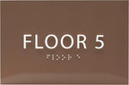 6" X4" Floor 5 Sign - ADA Compliant Tactile Graphics Grade 2 Braille Text | Wall Mount Plastic Directional Assistance, Floor Number Sign for Office, Schools, Hospitals, Apartments