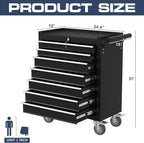7-Drawer Tool Chest,Rolling Tool Cart with Wheels,High Capacity Tool Cabinet with Locking System for Garage, Warehouse, Workshop-Black