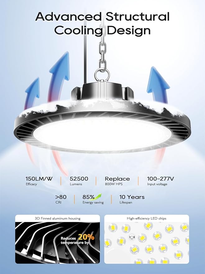 350W UFO LED High Bay Light,8 Pack Super Bright High Bay Led Shop Lights,52500 Lumens UFO High Bay Light,5000K Aluminum LED High Bay Lights for Shop Garage Warehouse Factory Workshop Barn Gym
