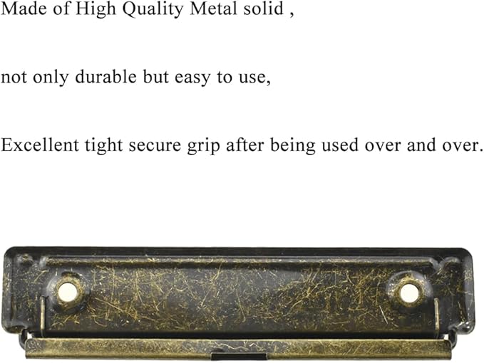 HAHIYO 4.72 Inches Vintage Bronze Metal Mountable Clipboard Clips - 5 Pack, Durable Spring Loaded Clip with Rubber Grips and Rivets Document File Wood Plastic Clip Board for Office School Home