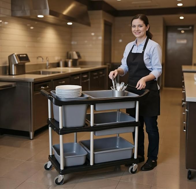 ZQZ-Store Storage Cart 3 Tier Heavy Duty Commercial Grade Utility Cart,Carts with Wheels,Multi-Function Mobile Shelving Unit Organizer for Hotel,Restaurant,Kitchen, Bedroom,Laundry Room