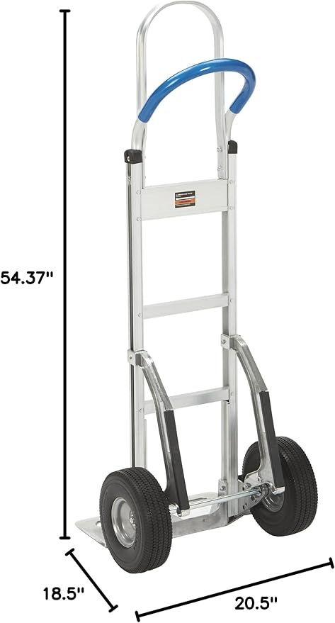 Strongway Continuous Handle Aluminum Hand Truck/Stair Skid Moving Dolly - 660-Lb. Capacity, 18in. Wide Toe Plate, 10in. Polyurethane Wheels, 54in. High