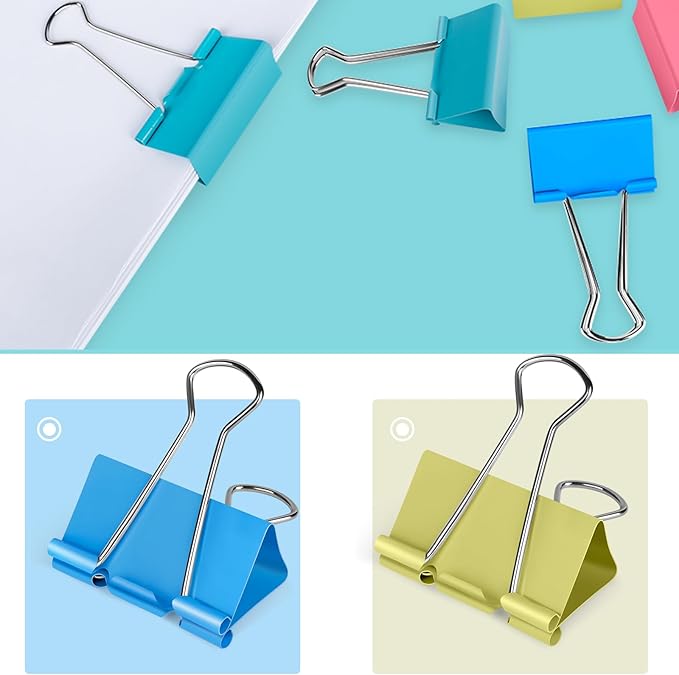 Ufmarine Colored Jumbo Binder Clips 2.4 inch, Extra Large Binder Clips for Office (8 Pcs)