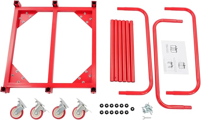 Platform Truck, Heavy Duty Hand Truck with Casters, 1400lbs Capacity Foldable Basket Cart with Handles, Flatbed Push Dolly for Groceries/Garage/Warehouse(Red)