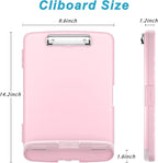Rimilak Plastic Clipboard with Storage, 8.5 x 11″ High Capacity Folio Nursing Case with Pen Holder, Size 14.2 x 9.6 x 1.2″ Folder Side-Opening for Classroom, Teacher, Student, Smooth Writing, Pink