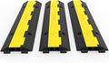 VEVOR 3 PCs Rubber Cable Protector Ramp, 2 Channel, 11000 lbs/axle Capacity Heavy Duty Hose Wire Cover Ramp Driveway, Traffic Speed Bump w/Flip-Open Top Cover, for Indoor&Outdoor