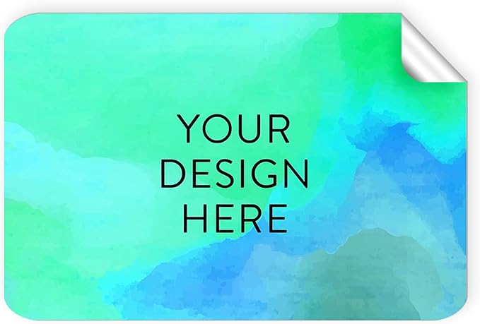100 Custom Vinyl Stickers - Upload Your own Image, Text, Design, Logo - Personalized Logo Labels for Handmade, Packaging, Bottle, Jars, Candle, Brand Stickers (Blue Green, 4x2)