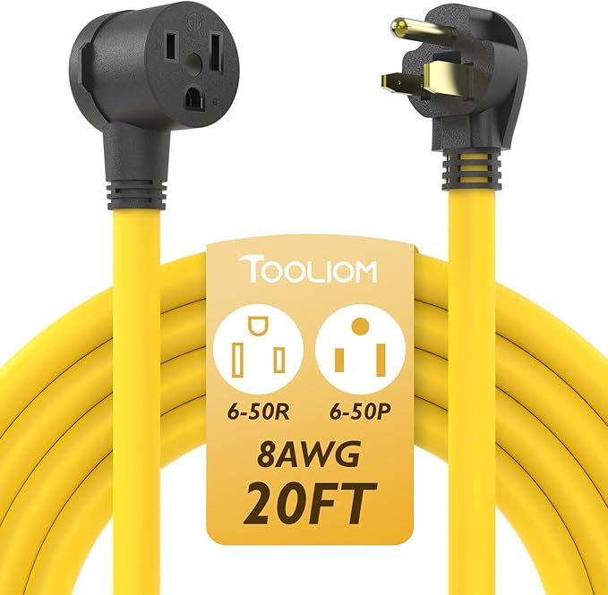 TOOLIOM Welder Extension Cord 8AWG 20FT 6-50P to 6-50R Heavy Duty Power Extension Cord for Welding Machines with ETL Approved