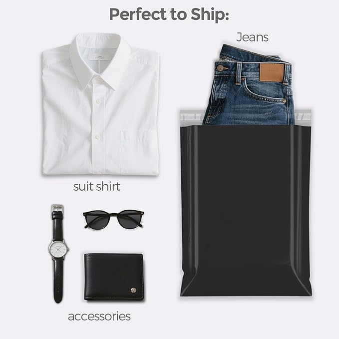Fuxury 1000 Pack 10x13" Black Poly Mailers Bulk,Waterproof Mailing Envelopes for Clothing,Strong Adhesive Self Seal Poly Shipping Bags for Postage Return Books Small Business