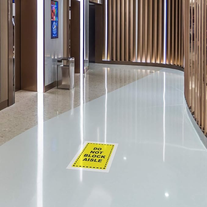Do Not Block Floor Decals Aisle Yellow Anti-Slip Vertical Shape Lifestyle Industrial Door Signs Stickers 36Inches Longer Side