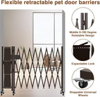 Expandable Driveway Gate, Portable Barricade Gate with Casters, Metal Folding Security Gate, 209" Wide Aluminum Expandable Garden Fence, Outdoor Dog Fence for Yard (Brown, 216.54)