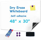 YOUNGJQ Magnetic Whiteboard Contact Paper 48" x 30", Adhesive Magnetic Dry Erase White Board Sticker for Wall, Peel and Stick Wallpaper