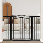 Fairy Baby 29.5"-48.8" Extra Wide Baby Gate for Stairs, Pressure Mounted Easy Walk Thru Pet Gate, Metal Safety Child Gate No Drill, Auto Close Long Dog Gates for The House Doorways, Black