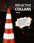 BATTIFE Traffic Safety Cones 36 Inch with Handheld, Orange Cones with Reflective Collar, Cones for Parking Lot, Sport & Driving Training, Road Safety, Construction Events (6 Cones)