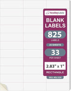 NextDayLabels - 2.83" x 1" Rectangular Sticker Labels for Printer - White Laser/Inkjet Printer Labels Return Address Labels Shipping Label Stickers (25 Sheets, 33 Per Sheet, 825 Labels)