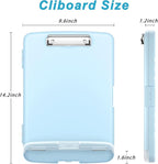Rimilak Plastic Clipboard with Storage, 8.5 x 11 High Capacity Folio Nursing Case with Pen Holder, Size 14.2 x 9.6 x 1.2″ Folder Side-Opening for Classroom, Teacher, Smooth Writing, Light Blue