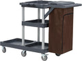 Heavy-Duty Cleaning Cart with Wheels & Shelves, 3-Tier Rolling Service Cart for Janitorial Supplies, 300 Lbs Capacity Mobile Utility Cart for Office & Housekeeping
