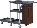 Heavy-Duty Cleaning Cart with Wheels & Shelves, 3-Tier Rolling Service Cart for Janitorial Supplies, 300 Lbs Capacity Mobile Utility Cart for Office & Housekeeping