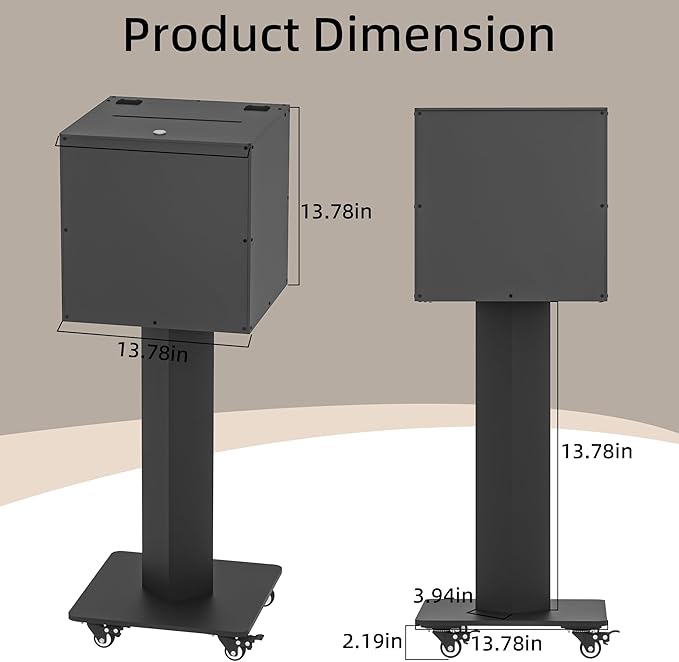 MOOFI Suggestion Box with Lock and Key for Charity Church Collection Offering/Raffle Ballot Box with Sign Holder Display Stand for Office, Home, Event Donation with Stand (StandardBox)