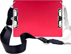 Aluminum Metal Clipboard with Detachable Adjustable Shoulder Strap A4 Double Clip Board Stainless Hangable w/Pen Holder Letter 9" x 12.6" for School Office Business Factory (Red-with Strap, A4)