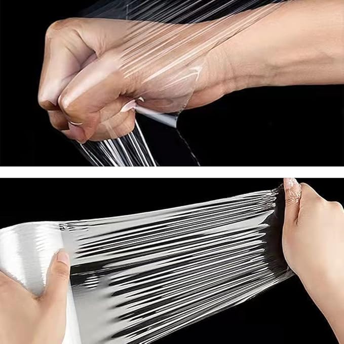 Stretch Wrap Clear Plastic Wrap Roll 6 inch X 1000Ft 80 Guage Industrial Mini Stretch Wrap Film with Handle for Moving,Shipping,Packing Fuiniture Adhering Shrink Film