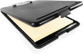 Clipboard with Storage Slim Folding for Nursing, Teachers, Coaches & Office, Plastic Heavy Duty with Pen Holder (9.5” x 13.5”) (Black)