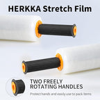 Stretch Film, HERKKA Stretch Wrap with Handles Industrial Strength, Moving Wrapping Plastic Roll, Shrink Wrap for Pallet Wrap, 15" x 1000 Feet, 1 Pack, 60 Gauge