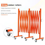 GYMTIME Expandable Metal Barricade, Portable Safety Barrier with Casters, Flexible Mobile Security Gate, Adjustable Traffic Fence for Shopping Mall, School, Warehouse, Orange, 16 Feet