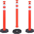 Traffic Delineator Post Cones with Heavy-Duty Octagonal Rubber Base, Channelizer Post Kit for Road Construction Work, Traffic Guidance, Garage Parking, Crowd Control (3, 42")