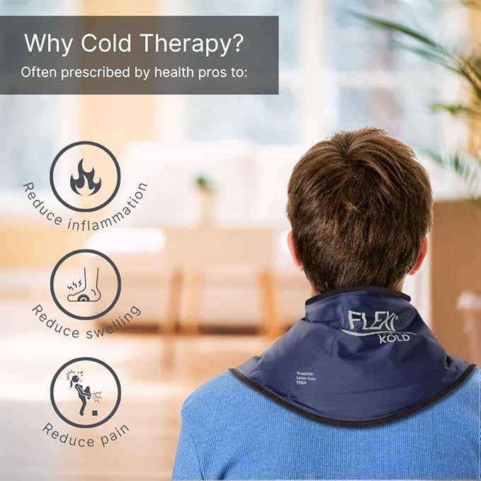 FlexiKold Gel Neck Ice Pack (23" X 8" X 5") - Reusable Cold Pack Compress (Therapy for Pain, Injuries of Neck, Lower Back, Shoulder, wrap Around Knee, Foot, Thigh, Elbow) - A6301-COLD