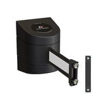 Crowd Control Warehouse - CCW Series WMB-220 Magnetic Wall Mount Retractable Belt Barrier - 15 Foot, Black White Horizontal Stripe Belt with Black ABS Case