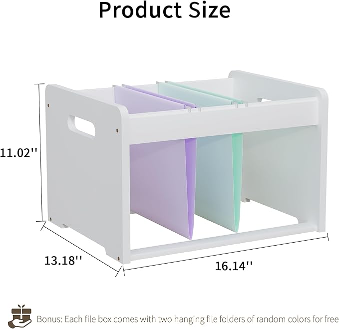 Bamboo Hanging File Organizer, Office Desk File Organizer for Letter Size, Wood Hanging File Folders Organizer Record Holder Storage Stand Bookshelf Easy Assembly, White