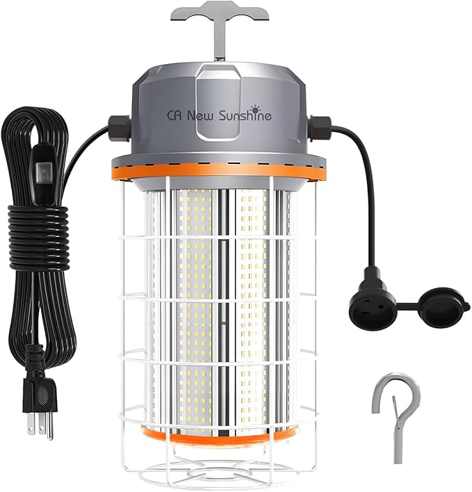 400W LED Temporary Work Light，56000Lumens 5000K Daylight White ON/Off Switch & Hook, IP65 Dust & Waterproof,Portable Hanging Construction Site Light for Jobsite, Warehouse, Workshop, Outdoor Projects