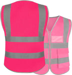 Safety Reflective Work Vest 6 Pack for Men and Women with 8 Pockets and Zipper High Visibility Construction Outerwear
