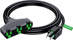 Extension Cord 6 Feet, SJTW Extension Cord with Multiple Outlets, 14 Gauge (Black) ETL Listed