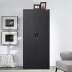 BESFUR Metal Storage Cabinet, 72" H x 36" W x 18" D Garage Storage Cabinet, Adjustable Shelves and Locking Doors for Office, School, Garage - Black