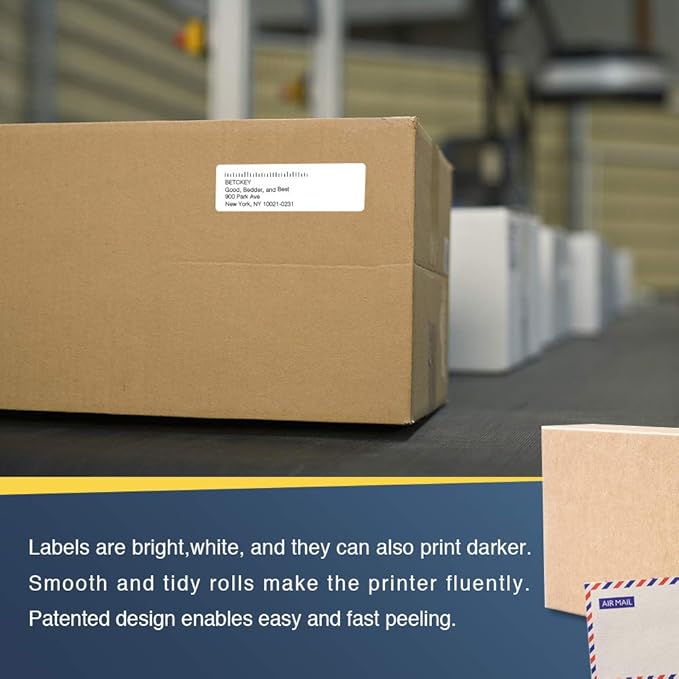 BETCKEY - Compatible Address Labels Replacement for Brother DK-1201 (1-1/7" x 3-1/2"), Use with Brother QL Label Printers [20 Rolls/8000 Labels]