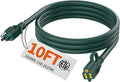 HUANCHAIN Indoor Outdoor Green Extension Cord 10 ft Waterproof, 16/3 Gauge Flexible Cold-Resistant Appliance Extension Cord Outside, 13A 1625W 16AWG SJTW, 3 Prong Electric Cable, ETL