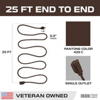 Iron Forge Cable Outdoor Brown Extension Cord 25 ft - 16 Gauge 13 Amp Heavy Duty Brown Outdoor Extension Cords 3 Prong - 16/3 SJTW - Great for Outdoor