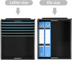 Huolewa File Organizer Box with Lid, Collapsible File Folder Organizer for Office Document Storage, Filing Box with Plastic Slide for Letter Size Hanging File Folders(1 Pack, White)
