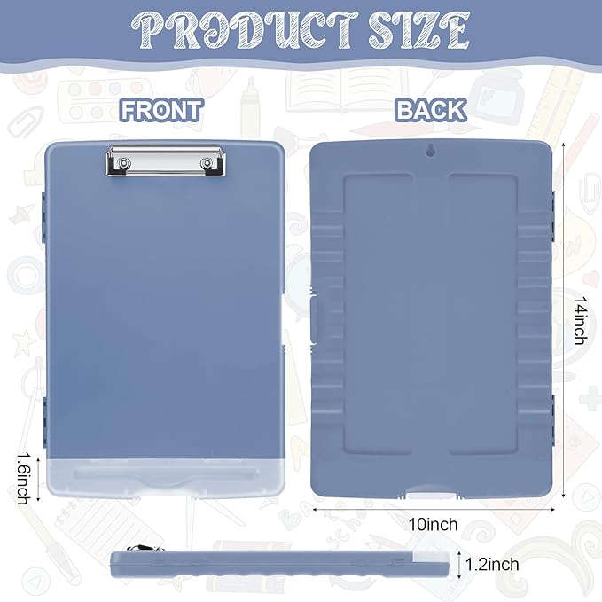 Crtiin 6 Pcs Plastic Clipboard with Storage Colored A4 Nursing Holder Heavy Duty Waterproof Storage Clipboard Folder for Office School Nurses Teacher Essentials (Multicolor)