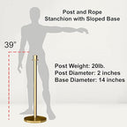 Montour Line Cline Post and Rope Stanchion Set - Black with Sloped Base and Crown Top - Includes (2) Posts