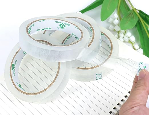 BOMEI PACK 16Rolls Clear Tape Refills for Dispenser, Transparent Gift Wrap Tape 3inch Core for Home, School and Office, 3/4inch x 60yds