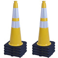 OrangeStar 8-Pack 28" Traffic Cones, Yellow Safety Cones with Reflective Collars, Heavy Duty Base for Construction, Parking Lot, Road Work, Flexible PVC, Indoor & Outdoor Use