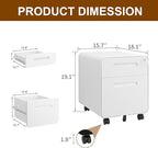 2 Drawer File Cabinet with Lock and 4 Keys, Mobile Metal Filing Cabinet, File Cabinets for Home Office, Under Desk, Pre-Assembly, File Drawer, Letter/Legal/A4 Hanging File Folders