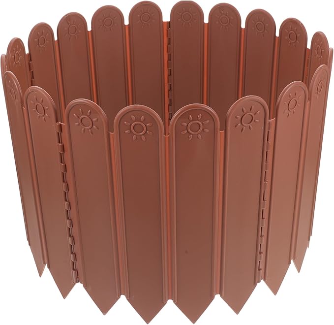 Plastic Garden Lawn Fence Panel Deep Brown Decorative Temporary Outdoor Border for Flower Beds Vegetable Gardens Courtyards Reusable Landscape Edging for Home and Balcony