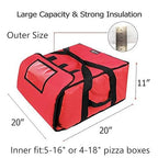 Pizza Bag,Large Thermal Pizza Delivery Bags Insulated Food Delivery Bag Moisture Free Professional Pizza Warmer Carrier Bags Hold Up to 5-16" or 4-18" (Red, 20"X20"X11")