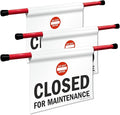 SmartSign 3-Pack 'Closed For Maintenance' Hanging Doorway Barricade Sign with Symbol, Spring-loaded Aluminum Pole, Torsion Pole and 11.25" x 18" Vinyl Sign Kit, Black/White/Red, USA-Made