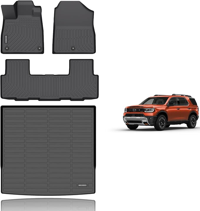 KELCSEECS® Floor Mats & Cargo Liner for 2026 Honda Passport,All Weather Protection TPE Floor Liners Front& Rear Row Full Set Accessories Black