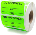 QC Approved Quality Control Labels, 2" x 1", Bright Green, 500 Labels per Roll, Permanent Adhesive for Inspection & Inventory Use